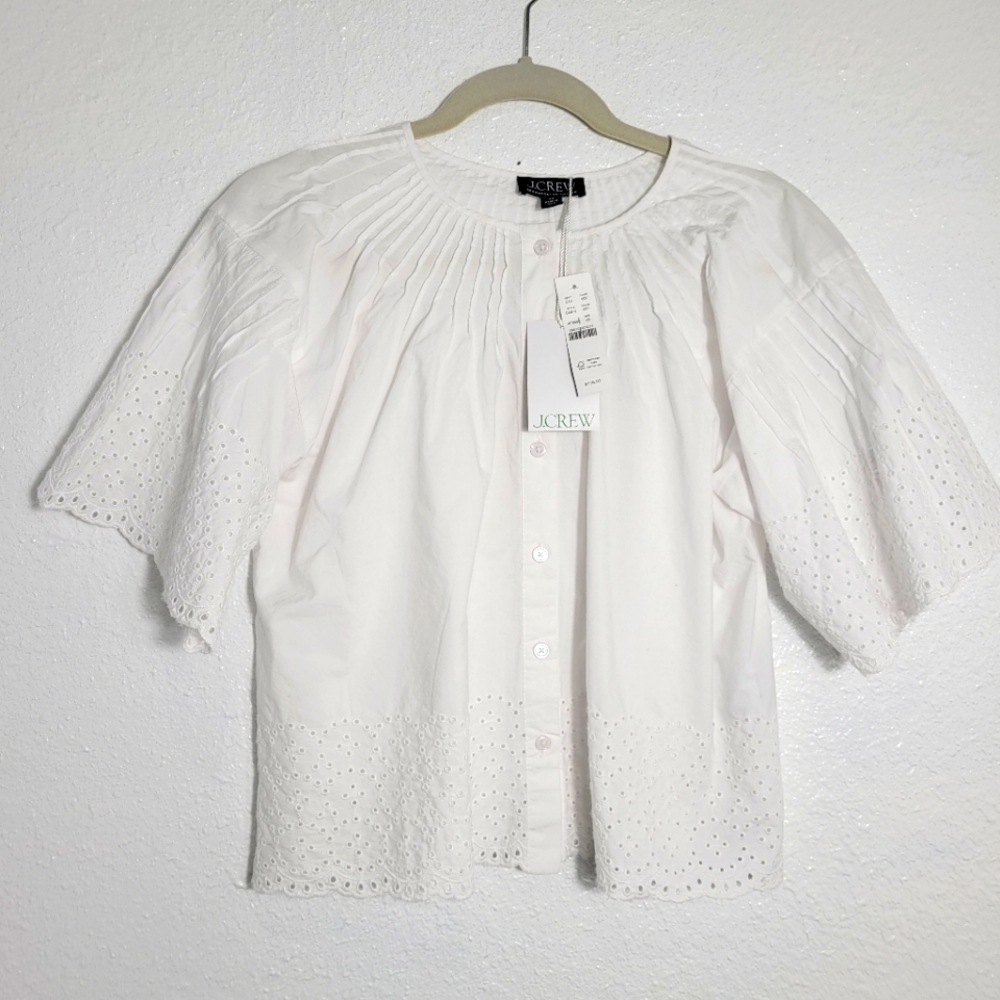 J Crew Jolie top in eyelet cotton poplin CA974 NWT XS - Picture 5 of 8